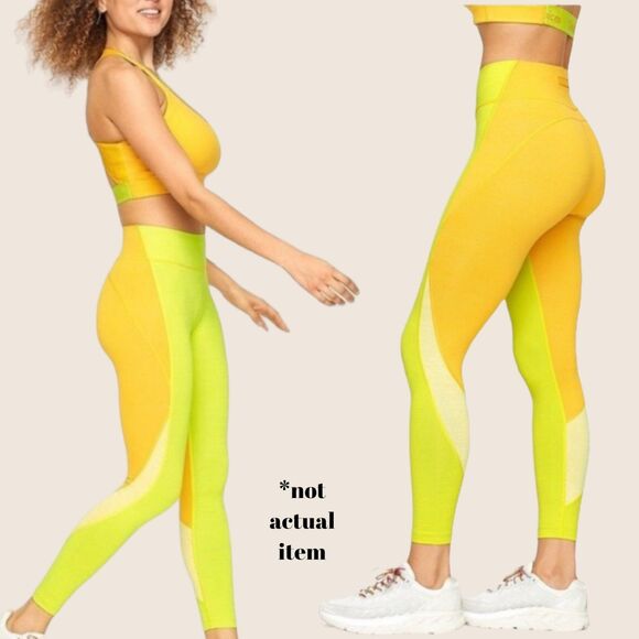 Outdoor Voices Pants - 🥎 MEDIUM TECH SWEAT ZOOM 7/8 LEGGINGS NEON YELLOW COLOR BLOCK OUTDOOR VOICES